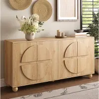 STILVORA Dressoir - Vierdeurs Opbergkast Met Verstelbare Planken - Voor Hal Woonkamer En Eetkamer - Houtlook Naturel - 160x38x76 cm
