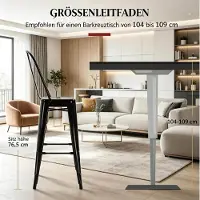 OKWISH Barkruk Set Van 4 - 76,5 Cm Zithoogte, Stapelbaar En Met Afneembare Rugleuning - Voor Keukenbar En Hoge Tafel - Metaal - Zwart