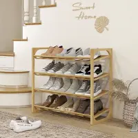 HAUSS SPOLE Schoenenkast – 76 x 33 x 67 cm – 4 Niveaus Voor 12 Paar Schoenen – Bamboe – Naturel – Staand Rek Voor Hal en Slaapkamer