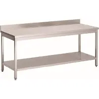 Gastro-Inox RVS werktafel met achteropstand en onderblad, 1200(l)x600(d)x850(h)mm