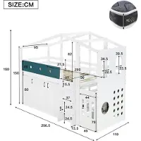 STILVORA Halfhoogslaper 90x200 cm – Kinderbed in Huisvorm met Speelruimte – Opbergkast en Ladder – Voor Kinderkamer – Hout – Wit – Zonder Matras
