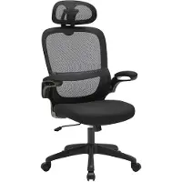 Vente-unique Ergonomische bureaustoel met hoofdsteun - Stof - Zwart - NIRANO
