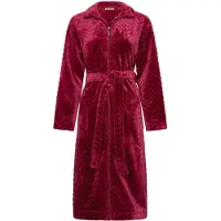 Pastunette Dames Rits Badjas - Ochtendjas - Zacht & Warm Fleece - Stippen reliëf - bordeauxrood - maat XL