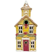 Clayre & Eef Waxinelichthouder Huis Geel Keramiek