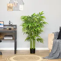 STILVORA Kunstplant Realistische Kunstbamboe 140 cm Van Kunststof In Pot Groen Voor Binnendecoratie Met 780 Bladeren