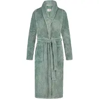 Ten Cate Dames Badjas Fleece - groene badjas stippen - maat M