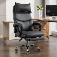 OKWISH Bureaustoel 65 x 48 x 120 cm – Ergonomisch, Hoogteverstelbaar En Draaibaar Met Lendensteun En Hoofdsteun – Thuiswerk – Technische Stof – Zwart