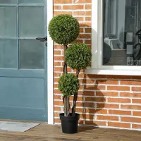 OKWISH Kunstplant Buxus 115 Cm – Realistische Kunstbuxus In Pot – Kunststof – Groen – Voor Binnen En Buiten – Onderhoudsvriendelijk