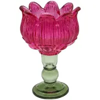 Clayre & Eef Waxinelichthouder Roze Glas