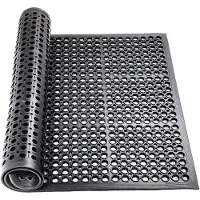 ANRO Rubberen deurmat Zwart 90x150 cm - Ringmat - Antislip