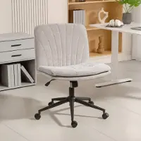 STILVORA Bureaustoel 62 Cm Hoogteverstelbaar Met Wipfunctie Draaibaar Zonder Armleuningen Voor Homeoffice Stof Beige