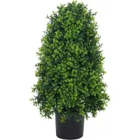 MCW Kunstbuxus -Q89, buxus (Buxus) in pot, decoratieve boom, kunstplant, kegelvormig, natuurgetrouw, groenblijvend, voor buiten, 60x30x30 cm