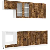 vidaXL Keukenelement PORTO, 8 stuks, gerookt eikenhout, houtvezel