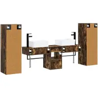 vidaXL Badkamerkastset, 5 stuks, gerookt eikenhout, 33 x 34,5 x 100 cm