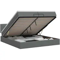 vidaXL Ottoman bed met matras Donkergrijs 200 x 200 cm Stof
