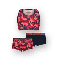 Vingino bh top en boxershorts met print - rood/zwart (set van 3) Top + short Meisjes Stretchkatoen Ronde hals - maat 122/128