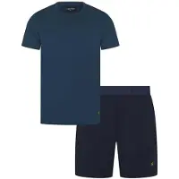 Lyle & Scott Heren Idris loungewear-set met ronde hals en korte mouwen (Donkere Denim)