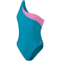 Speedo Dames/Dames Asymmetrisch Eendelig Zwempak (Groen/roze)