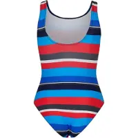 Zoggs Dames Gestreepte Scoopback Eénstuk Badpak (Multikleur Print)