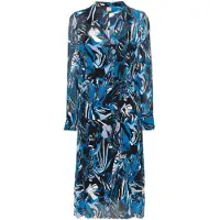 BOSS Daplisa geplooide midi-shirtjurk voor dames (Blauw/Zwart)