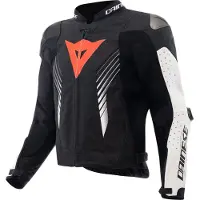 Dainese Super Speed 5 geperforeerde motorfietslederjack, zwart/wit/rood, maat 54