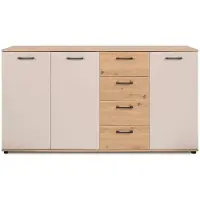 CALICOSY Dressoir met 3 deuren en 4 lades in eiken- en kasjmierlook l160 cm lino