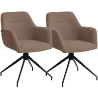 CLP Merlinda Set van 2 Eetkamerstoelen - Draaibaar 360° - Gestoffeerd met Armleuningen - Comfortabele Fauteuil - Teddy Stof/bruin