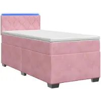 vidaXL Boxspringbed met matras en LED-verlichting, roze, 90 x 200 cm, fluweel