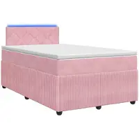 vidaXL Boxspringbed met matras en hoofdeinde, roze, 120 x 190 cm, fluweel