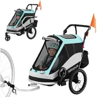 AIYAPLAY Baby Bike Trailer-Stahl, Aluminium-155L x 65B x 98H cm-Hellblau