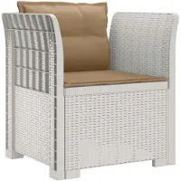 vidaXL Eén-zits Fauteuil met Kussens Rieten Look PP Wit