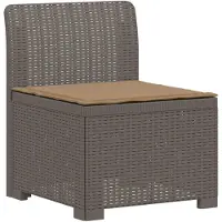 vidaXL Eén-zits Tuin Sofa met Kussen Rieten Look PP Lichtgrijs