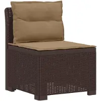 vidaXL Eén-zits Tuin Sofa met Kussens Rieten Look PP Bruin