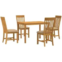 vidaXL Eetkamerset 5 st Beige Massief Eikenhout