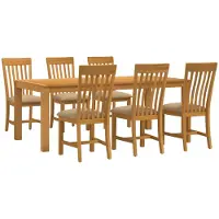 vidaXL Eetset, 7 stuks, beige, massief eikenhout