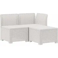 vidaXL 3-Zits Tu bank met Kussens Rattan Look 3-zits PP Wit