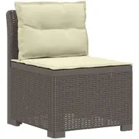 vidaXL Eén-zits Tuin Sofa met Kussens Rieten Look PP Lichtgrijs
