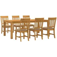 vidaXL Eetkamerset 7 st Beige Massief Eikenhout