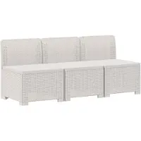 vidaXL 3-Zits Tuin Sofa Rottanlook 3-zits PP Wit 165 x 62 x 70 cm
