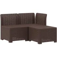 vidaXL 3-Zits Tu bank met Kussens Rattan Look 3-zits PP Bruin