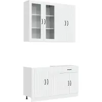 vidaXL Keukenelement LUCCA, 4 stuks, hoogglanzend wit, houtvezel