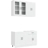 vidaXL Keukenelement LUCCA, 4 stuks, hoogglanzend wit, houtvezel
