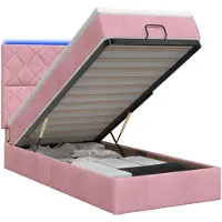 vidaXL Ottomanbed met matras en LED-verlichting, roze, 90 x 190 cm, fluweel