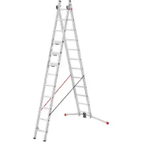 Hailo Multifunctionele ladder S110 Pro, 2-delig, 2 x 12 sporten, draaibaar opstapsysteem, vloernivellering, tot 150 kg, aluminium en kunststof, zilver