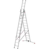 Hailo Multifunctionele ladder S120 Pro, 3-delig, 3 x 12 sporten, draaibaar opstapsysteem, vloernivellering, tot 150 kg, aluminium en kunststof, zilver