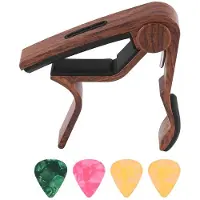 Zandona Gitaarcapo met Plectrumhouder en 4 Plectrums voor Akoestische Elektrische Gitaar Ukelele Mandoline Banjo