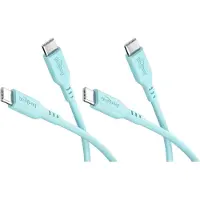 Goobay Set of 2 USB-C silicone cables, 1.5 m, turquoise