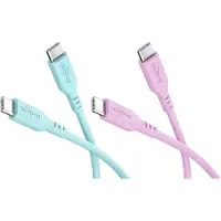Goobay Coral Crush Set: 2 USB-C Silicone Cables, 1.5 m, turquoise;pink