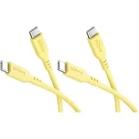Goobay Set of 2 USB-C silicone cables, 1.5 m, yellow