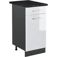 Vicco Keukenonderkast R-Line, Wit Hoogglans/Antraciet, 40 cm antraciet werkblad